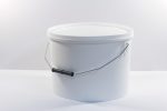 10 litre Round plastic bucket/pail with lid and metal handle. Food grade packaging perfect for honey, jams, chutneys., sauces and industrial use. From our Plastic Packaging range.