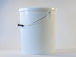 20 litre Round plastic bucket/pail with lid and metal handle. Food grade packaging perfect for honey, jams, chutneys., sauces and industrial use. From our Plastic Packaging range.