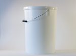 25 litre Round plastic bucket/pail with lid and metal handle. Food grade packaging perfect for honey, jams, chutneys., sauces and industrial use. From our Plastic Packaging range.