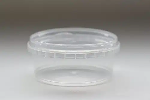 180ml round plastic tub with tamper evident lid. Food packaging great for confectionarys, cheese, soup, spices and sauces.. From our food packaging range.