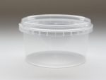 240ml round plastic tub with tamper evident lid. Food packaging great for confectionarys, cheese, soup, spices and sauces. From our food packaging range.