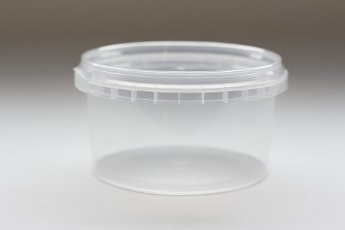 240ml round plastic tub with tamper evident lid. Food packaging great for confectionarys, cheese, soup, spices and sauces. From our food packaging range.