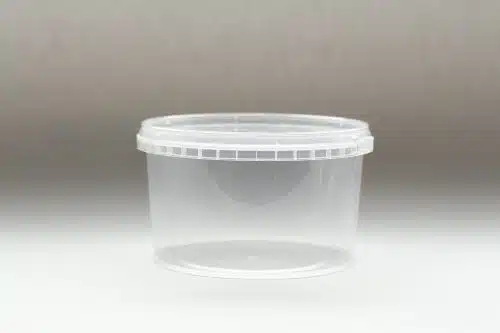 565ml round plastic tub with tamper evident lid. Food packaging great for confectionarys, cheese, soup, spices and sauces.From our food packaging range.