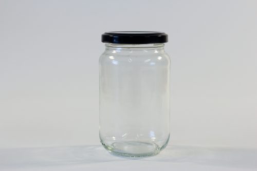 370ml Round glass jar with lid. Food grade packaging perfect for honey, jams, confectionarys and chutneys.
