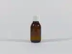 100ml amber glass bottle with white cap. From or glass packging range.