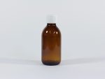 200ml amber bottle with white cap. From our glass packaging range.