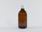 300ml amber glass bottle with white cap. From our glass packaging range.