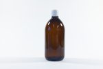 500ml amber glass bottle with white cap. From our glass packaging range.