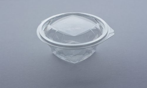 500ml round Salad Container with hinged lid perfect for Salads. From our food packaging range.