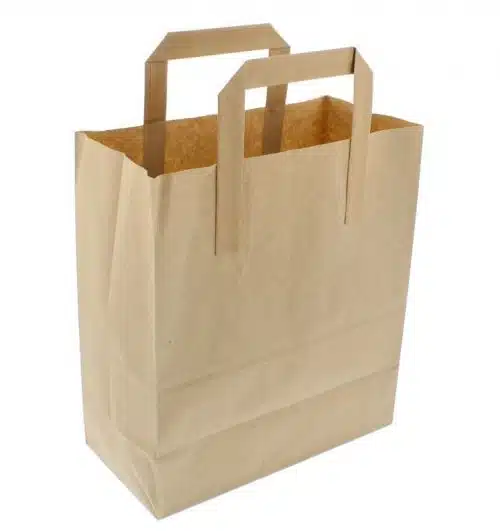 Brown Paper Carrier Bags - Flat Handle (10 x 15 x 12)