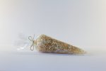 Cellophane Cone Bag WIth Wood Wool Inside On A White Background