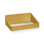 Gold hamper tray with white background