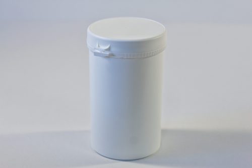 530ml snap secure white jars. Plastic packaging.
