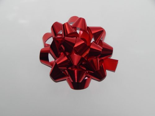 100MM Red Metallic Bow On a White Backdrop