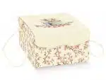 Hamper Box with lid and bunny print on a white background.