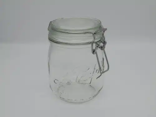 750ml large glass jar on a white backdrop