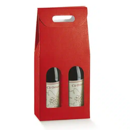 2 Wine Bottle Red Gift Box