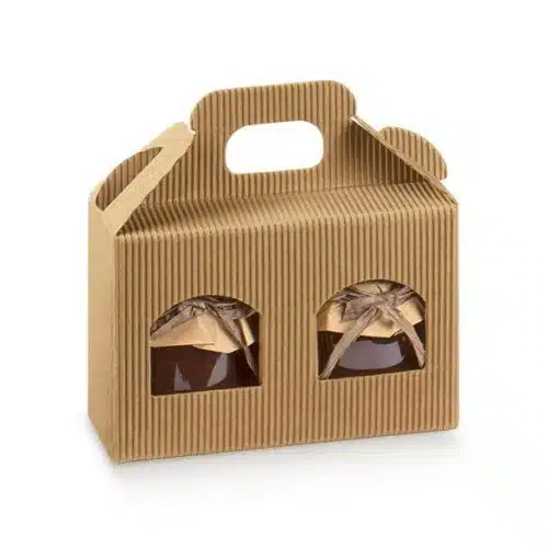 Jar Gift Box For Two Jars - Kraft/Natural (170 x 80 x 120)