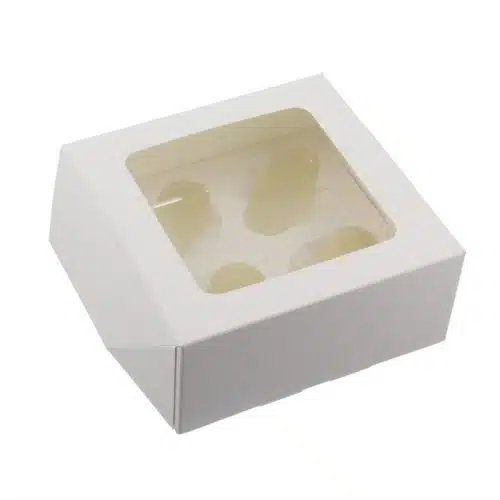4 Cavity Paper with Window Cupcake Muffin Box - Image 2