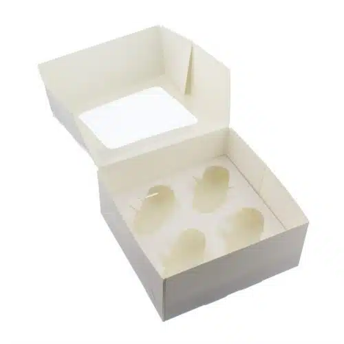 4 Cavity Paper with Window Cupcake Muffin Box