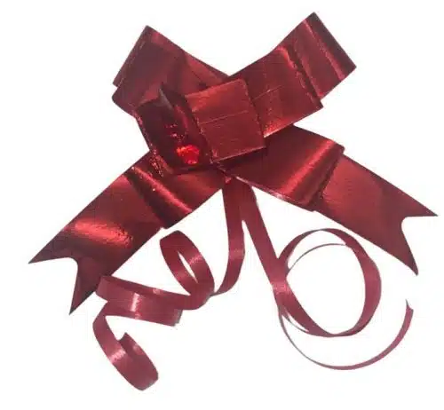 14MM Pull String Bows - Red Metallic