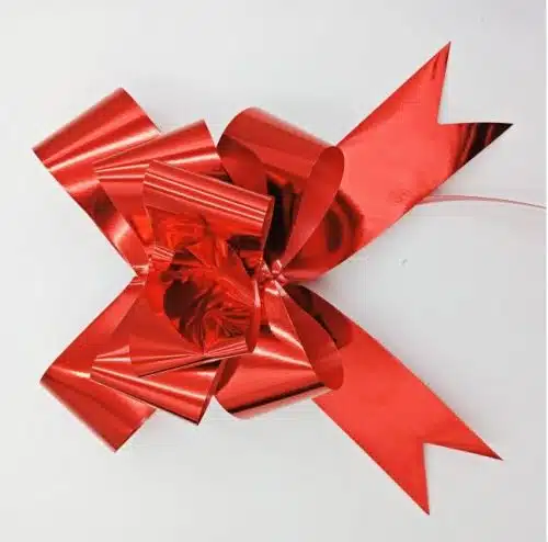 50MM Pull String Bows - Metallic Red
