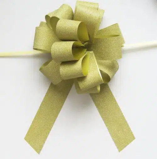 18MM  Glitter Gold Pull Bow x 16 Loops