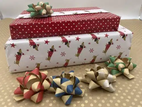 75mm Stick on Paper Bows Stripe Colour  - Assorted - Image 2