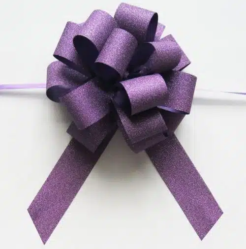 18MM  Glitter Purple Pull Bow x 16 Loops