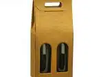 Carrier Wine Box x 2 Bottles - Gold (180x90x385mm)