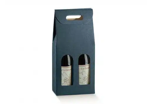Carrier Wine Box x 2 Bottles - Blue  (180x90x385mm)
